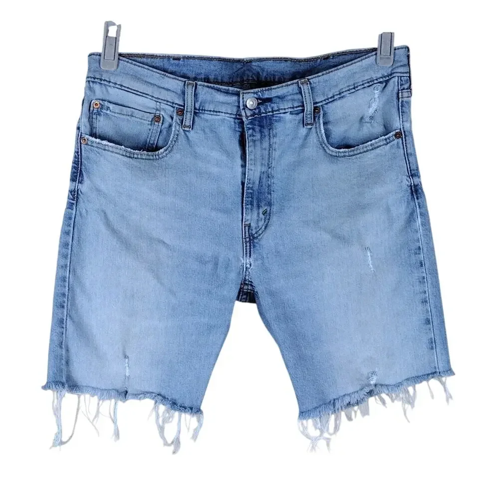 Levi’s Skinny Taper Jeans Men’s 38x32 Light Blue Denim Fringe